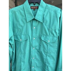 Sheplers Shirt Men Cowboy Cut Western Pearl Button-Down Rodeo Teal XL